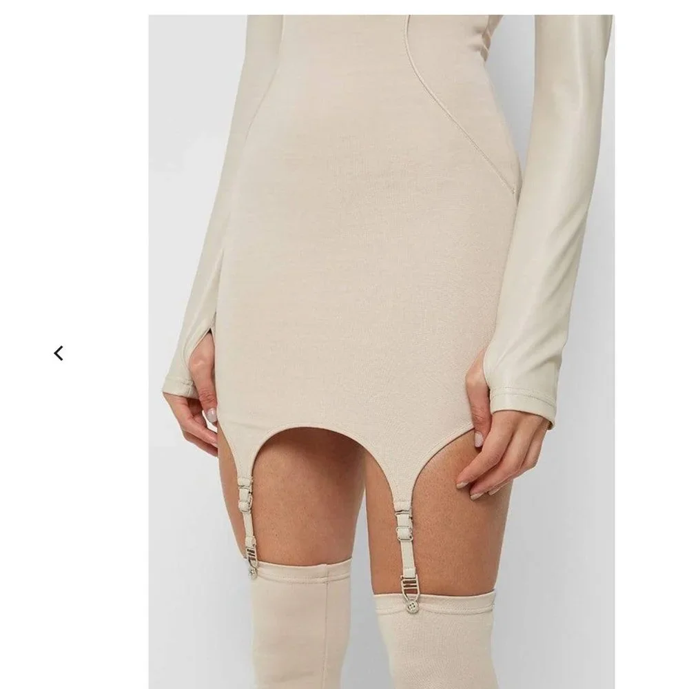 GORGEOUS VEGAN LEATHER SUSPENDER DRESS!!! - Picture 4 of 7
